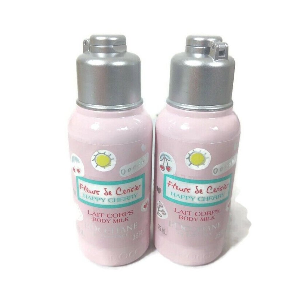 L'Occitane Happy Cherry Body Milk 2.5oz X 2 NEW